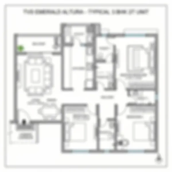 3 BHK 2T floor plan of TVS Emerald Altura